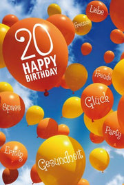 Geburtstagskarte zum 20. Geburtstag